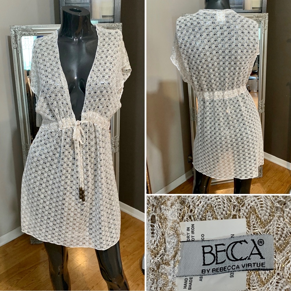 BECCA White Crochet Swim Coverup